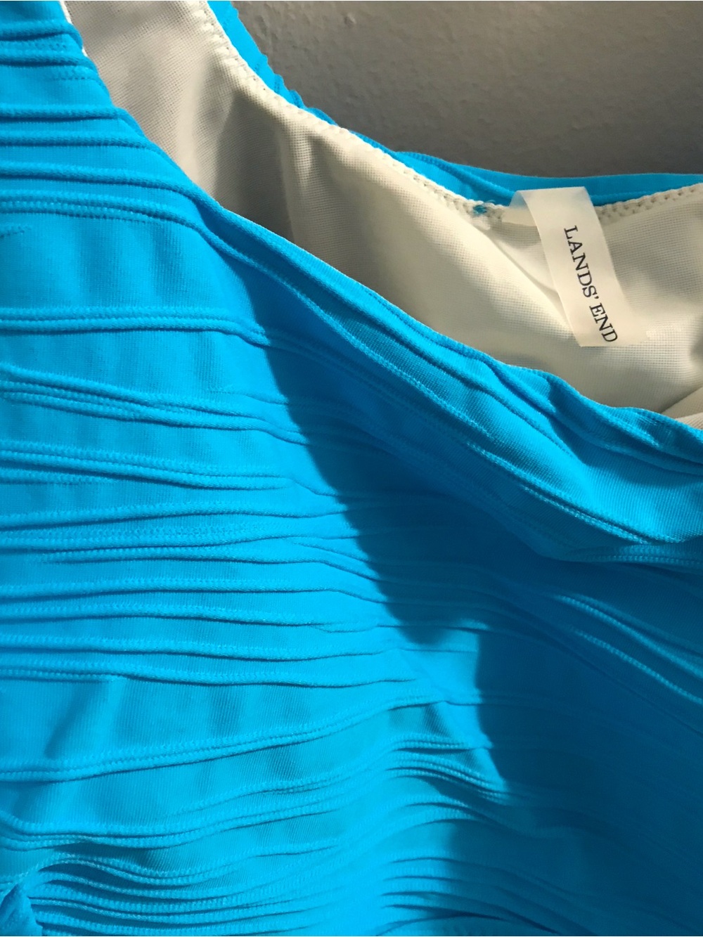 Lands' End Turquoise Textured Scoop Swim Tankini Top - Picture 4 of 4